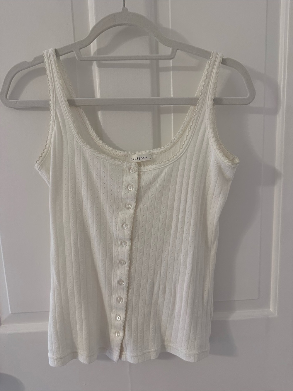 Neuflora Henley Tank Ivory Pointelle Small